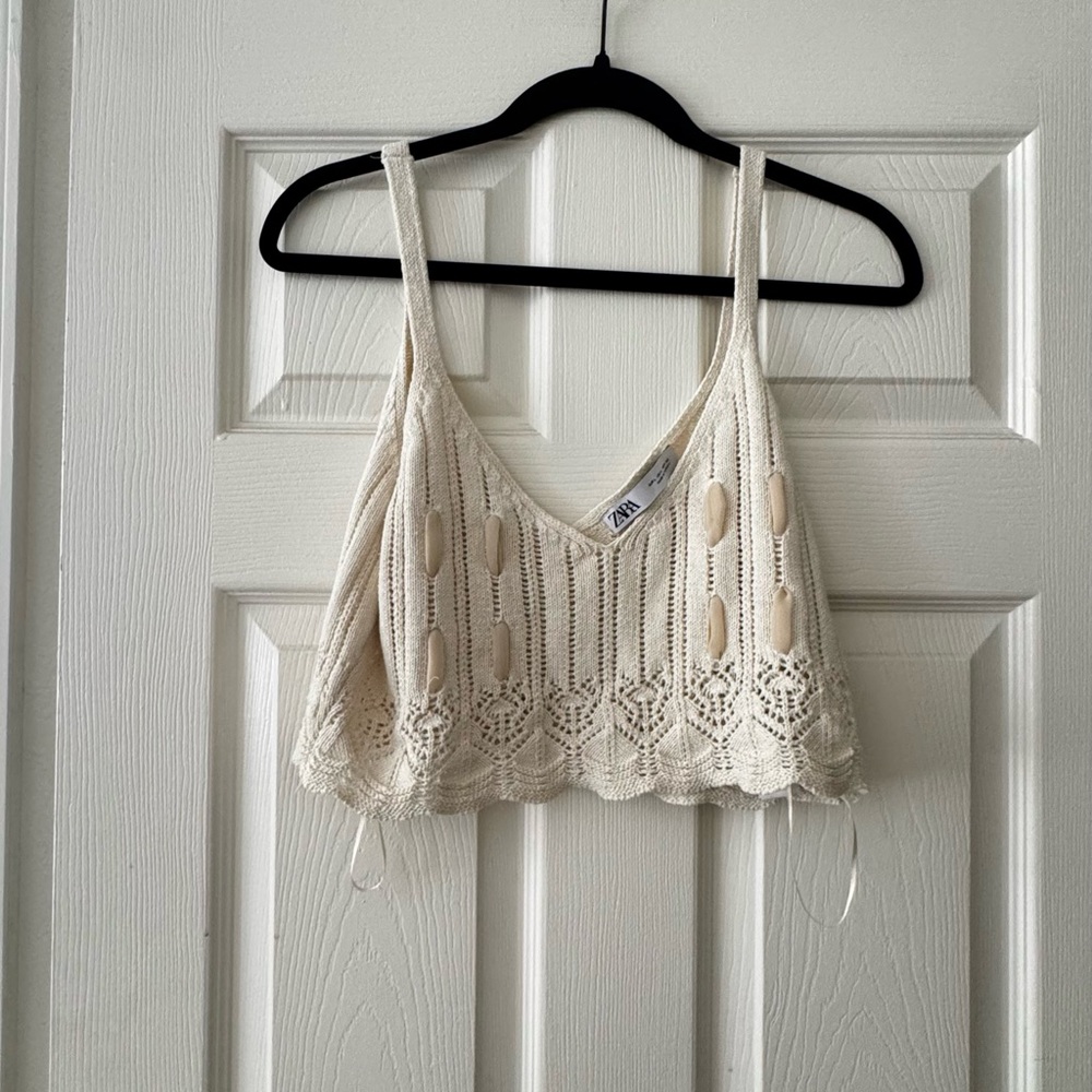 Zara Ivory Crochet Crop Top
